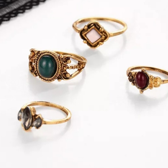 Vintage Antique Gold Knuckle Midi Women's Ring Set - Picture 7 of 7